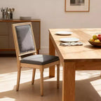 Lot de 2 chaises de salle à manger Homy Casa avec dossier carré rembourré et cadre en bois massif