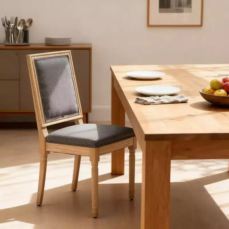 Lot de 2 chaises de salle à manger Homy Casa avec dossier carré rembourré et cadre en bois massif