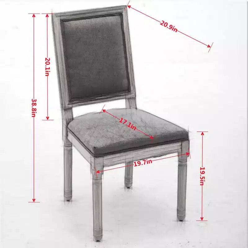 Lot de 2 chaises de salle à manger Homy Casa avec dossier carré rembourré et cadre en bois massif