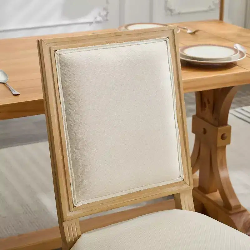 Lot de 2 chaises de salle à manger Homy Casa avec dossier carré rembourré et cadre en bois massif