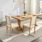 Homy Casa Set of 2 Upholstered Square Back Dining Chairs with Solid Wood Frame
