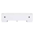Meuble TV moderne JVNOXK de 180 cm, convient aux téléviseurs de 75 pouces et moins, avec armoire de rangement à 4 tiroirs et pied central en métal, blanc