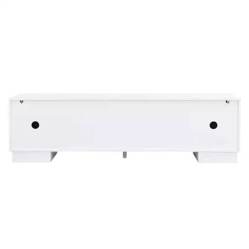 Meuble TV moderne JVNOXK de 180 cm, convient aux téléviseurs de 75 pouces et moins, avec armoire de rangement à 4 tiroirs et pied central en métal, blanc
