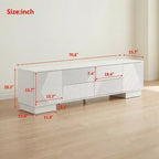 Meuble TV moderne JVNOXK de 180 cm, convient aux téléviseurs de 75 pouces et moins, avec armoire de rangement à 4 tiroirs et pied central en métal, blanc