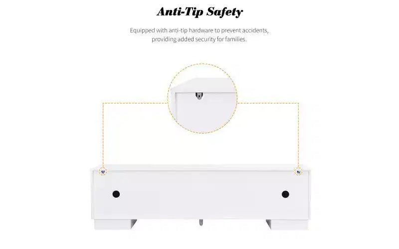 Meuble TV moderne JVNOXK de 180 cm, convient aux téléviseurs de 75 pouces et moins, avec armoire de rangement à 4 tiroirs et pied central en métal, blanc
