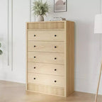 Coolmee Commode Haute 5 Tiroirs pour Chambre, Commode Cannelée de 80 cm de Large, Armoire de Rangement en Bois Moderne pour Chambre d'Enfant, Couloir, Salon