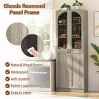Besiost Armoire de Cuisine Haute 80 cm avec Portes en Verre Trempé, Étagère Indépendante avec Étagères