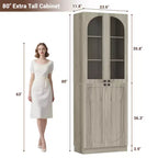 Besiost Armoire de Cuisine Haute 80 cm avec Portes en Verre Trempé, Étagère Indépendante avec Étagères