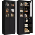 Besiost Armoire de Cuisine Haute 80 cm avec Portes en Verre Trempé, Étagère Indépendante avec Étagères