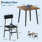 Ensemble petite table à manger pour 2 personnes, ensemble de 3 pièces avec 2 chaises rembourrées, table de petit-déjeuner pour petit espace, salle à manger, appartement, restaurant