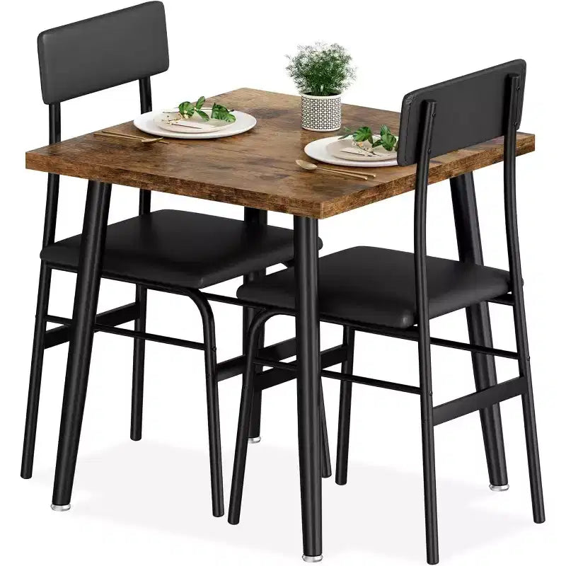 Ensemble petite table à manger pour 2 personnes, ensemble de 3 pièces avec 2 chaises rembourrées, table de petit-déjeuner pour petit espace, salle à manger, appartement, restaurant