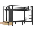 Lit superposé Bellemave avec étagères de rangement et tiroirs, lits superposés en métal avec panneau perforé, sans bruit pour enfants, adolescents et adultes