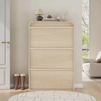 Meuble à chaussures à abattants avec 3 portes et étagère réglable, rangement en bois pour entrée et salon