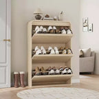 Meuble à chaussures à abattants avec 3 portes et étagère réglable, rangement en bois pour entrée et salon