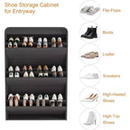 Meuble à chaussures à abattants avec 3 portes et étagère réglable, rangement en bois pour entrée et salon