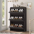 Flip-Door Shoe Cabinet with 3 Doors & Adjustable Shelf, Wooden Entryway Storage for Hallway and Living Room