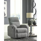 Signature Design by Ashley Carrigan Lane Rocker Recliner, Pull Tab Reclining Chair, Sterling Gray