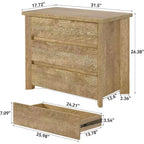 Table de chevet Lantine à 3 tiroirs, table de nuit de style ferme en bois pour chambre à coucher, grande table de chevet large avec tiroirs, chêne