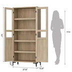 Armoire de rangement haute, Meuble de rangement de cuisine, Armoire de salle de bain à 5 niveaux avec 4 portes et étagères réglables pour cuisine, salle à manger, salle de bain