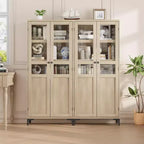Armoire de rangement haute, Meuble de rangement de cuisine, Armoire de salle de bain à 5 niveaux avec 4 portes et étagères réglables pour cuisine, salle à manger, salle de bain