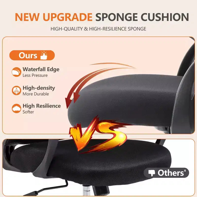 Chaise de bureau ergonomique MAYEERTY pour bureau assis-debout avec hauteur réglable, chaises de bureau d'ordinateur, accoudoir mobile, noir