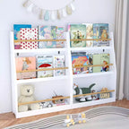 JVNOXK Bibliothèque pour enfants à trois niveaux de 55 cm Aide à garder les chambres et les salles de jeux organisées Convient aux enfants de 3 ans et plus Blanc