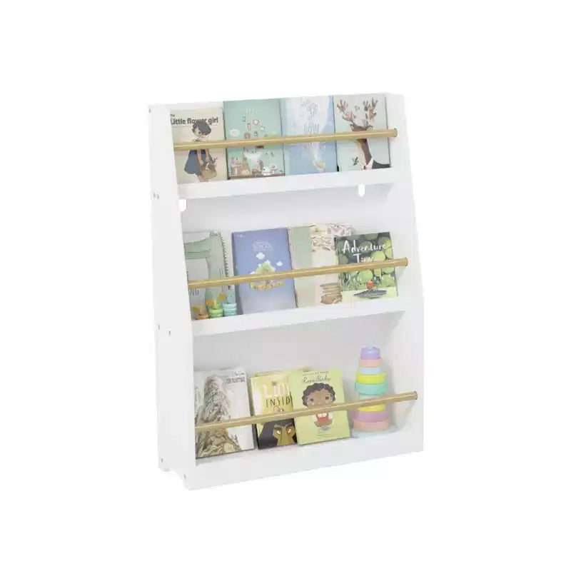 JVNOXK Bibliothèque pour enfants à trois niveaux de 55 cm Aide à garder les chambres et les salles de jeux organisées Convient aux enfants de 3 ans et plus Blanc