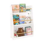 JVNOXK Bibliothèque pour enfants à trois niveaux de 55 cm Aide à garder les chambres et les salles de jeux organisées Convient aux enfants de 3 ans et plus Blanc