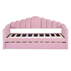 Lit capitonné MAYEERTY pour lit simple avec lit gigogne et ports en velours pour chambre à coucher Rose