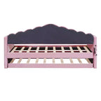 Lit capitonné MAYEERTY pour lit simple avec lit gigogne et ports en velours pour chambre à coucher Rose