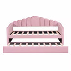 Lit capitonné MAYEERTY pour lit simple avec lit gigogne et ports en velours pour chambre à coucher Rose