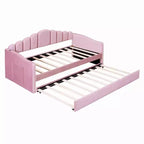 Lit capitonné MAYEERTY pour lit simple avec lit gigogne et ports en velours pour chambre à coucher Rose