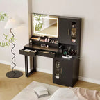 Coiffeuse large de 45 po avec grands placards, tiroirs, coiffeuse en bois, grande capacité pour chambre à coucher