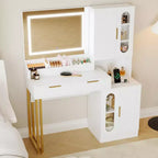 Coiffeuse large de 45 po avec grands placards, tiroirs, coiffeuse en bois, grande capacité pour chambre à coucher