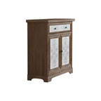 Meuble d'appoint rustique style ferme avec portes sculptées florales, 1 tiroir et rangement double-porte pour salon ou entrée