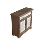 Meuble d'appoint rustique style ferme avec portes sculptées florales, 1 tiroir et rangement double-porte pour salon ou entrée