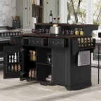 Whisen 53.2 Two-Tier Kitchen Island Cart, Rolling Island Table, Bar Cabinet, Farmhouse Kitchen Island with 4 Door Shelves, 3 Drawers
