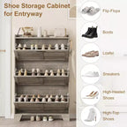 Meuble à chaussures de ferme à 3 tiroirs basculants, meuble de rangement de chaussures dissimulé, mince et autoportant, étagère de rangement peu encombrante pour entrée et petits espaces