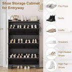 Meuble à chaussures de ferme à 3 tiroirs basculants, meuble de rangement de chaussures dissimulé, mince et autoportant, étagère de rangement peu encombrante pour entrée et petits espaces