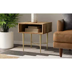 Table d'appoint carrée contemporaine Jovie en bois de manguier massif, 50,8 cm de large, couleur naturelle