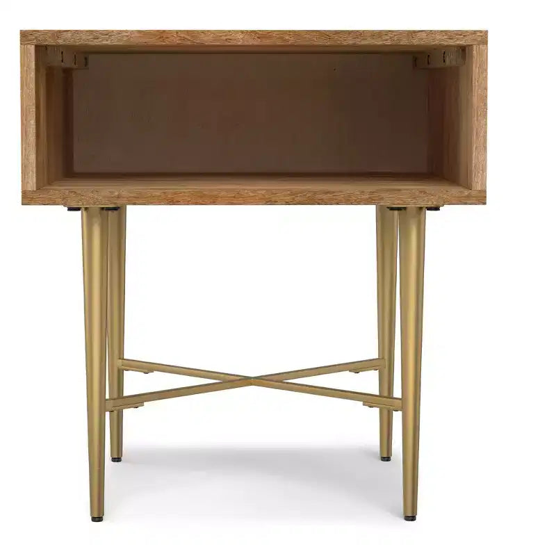 Table d'appoint carrée contemporaine Jovie en bois de manguier massif, 50,8 cm de large, couleur naturelle