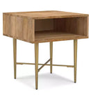 Table d'appoint carrée contemporaine Jovie en bois de manguier massif, 50,8 cm de large, couleur naturelle
