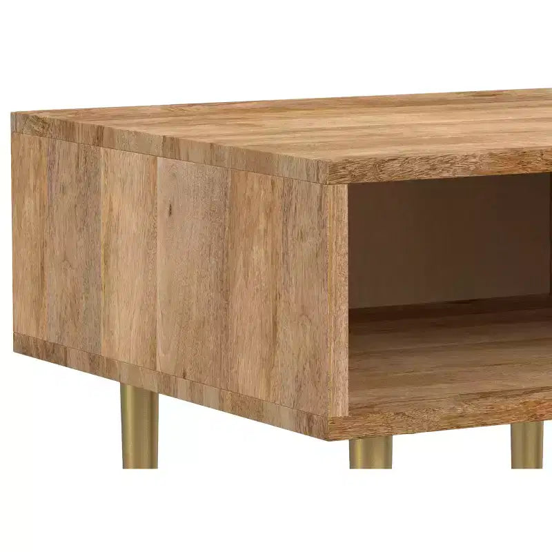 Table d'appoint carrée contemporaine Jovie en bois de manguier massif, 50,8 cm de large, couleur naturelle
