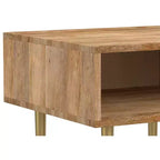 Table d'appoint carrée contemporaine Jovie en bois de manguier massif, 50,8 cm de large, couleur naturelle