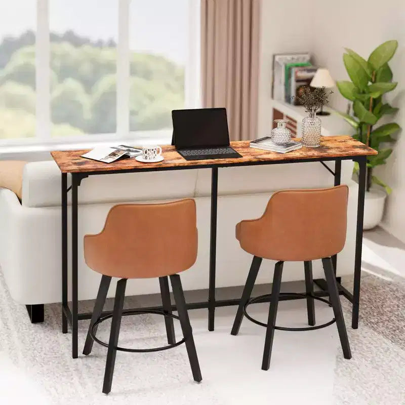 Karl Home Table de bar/salle à manger de 160 cm de hauteur de comptoir avec cadre en métal, table de canapé de pub pour la cuisine et le salon