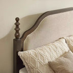 Ensembles de meubles de chambre à coucher Queen-85 Cadre de lit en bois massif avec tête de lit rembourrée et 2 tables de chevet, aucun sommier tapissier requis, pour chambre à coucher-Morden Fort