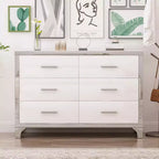 MAYEERTY High Gloss Dresser with Metal Handle Mirrored Storage Cabinet with 6 Drawers for Bedroom White