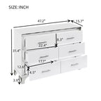 Commode MAYEERTY laquée brillante avec poignées métalliques, meuble de rangement miroir à 6 tiroirs pour chambre, blanc