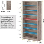 Meuble à chaussures Lantine haut de 9 niveaux pour 40-45 paires, rangement autonome en bois robuste pour entrée, 180 cm, gris beige
