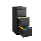 VIYET 41 Caisson de classement vertical à 3 tiroirs verrouillable, Armoire de rangement de bureau en métal noir (Anti-basculement pour dossiers format Lettre/A4/Légal)